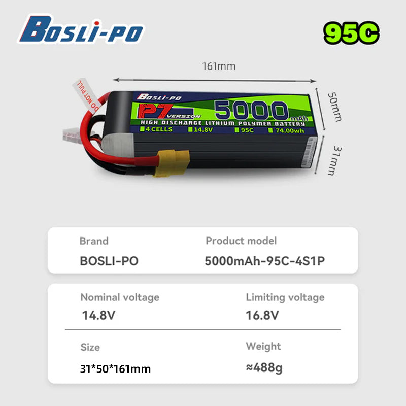 Boslipo P7 Version 5000mAh 95C - огляд і ціна Drone Racing Battery